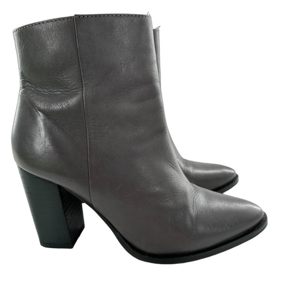 Dune Prestonn womens ankle booties size 7 38 gray leather zip up boots - Picture 1 of 15